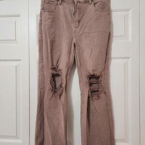 Distressed Mauve Jeans